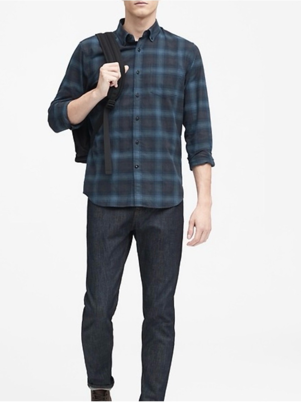 NWT Banana Republic Slim Fit Navy Flannel Shirt